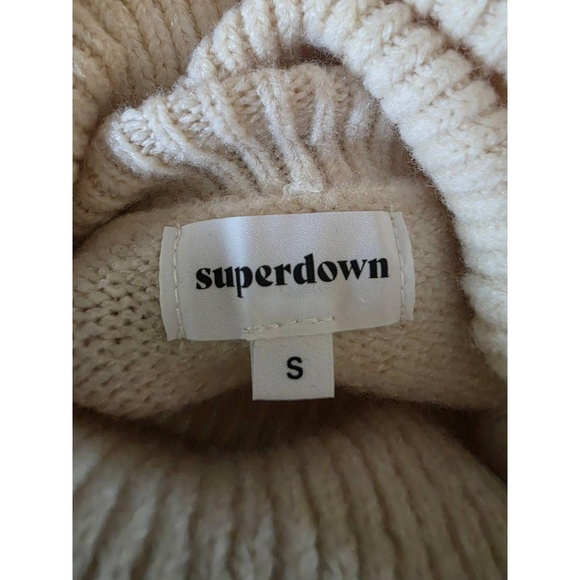 NWT Superdown Size Small Rudie Sparkle Sleeve Cream Turtleneck Sequin Dress Slit - Picture 6 of 9